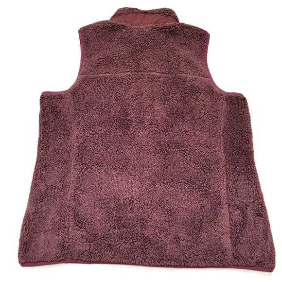LL Bean Women’s L Mountain Pile High Fleece Vest Maroon Full Zip Outdoor Warm - Picture 2 of 8